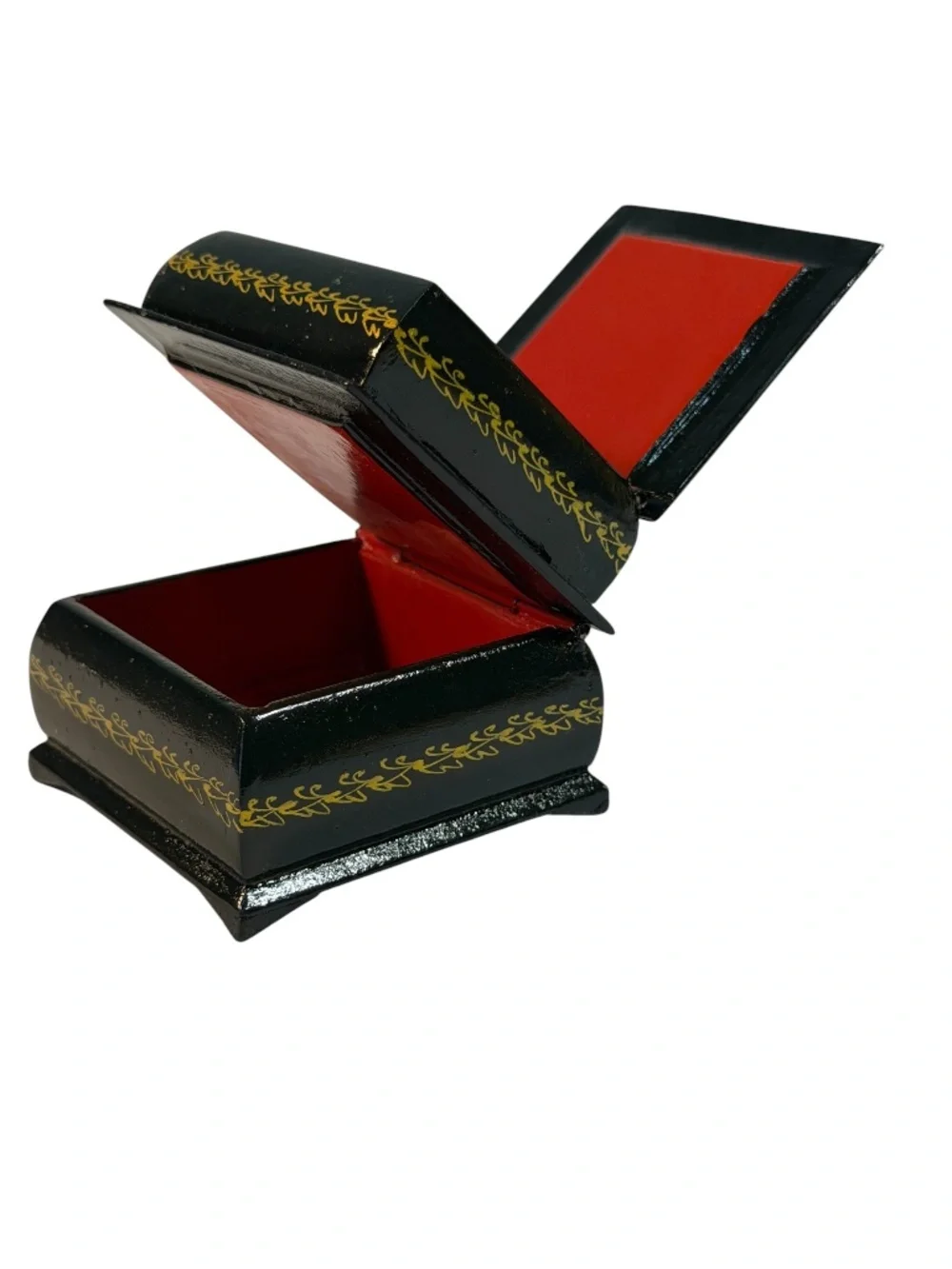 Vintage Russian Lacquer Double Box Double Deck Trinket/Jewelry Box Signed